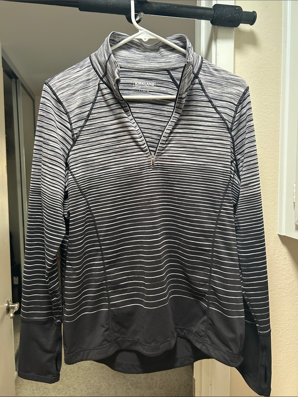 Kirkland Performance Quarter-Zip Pullover - Black & White Stripe